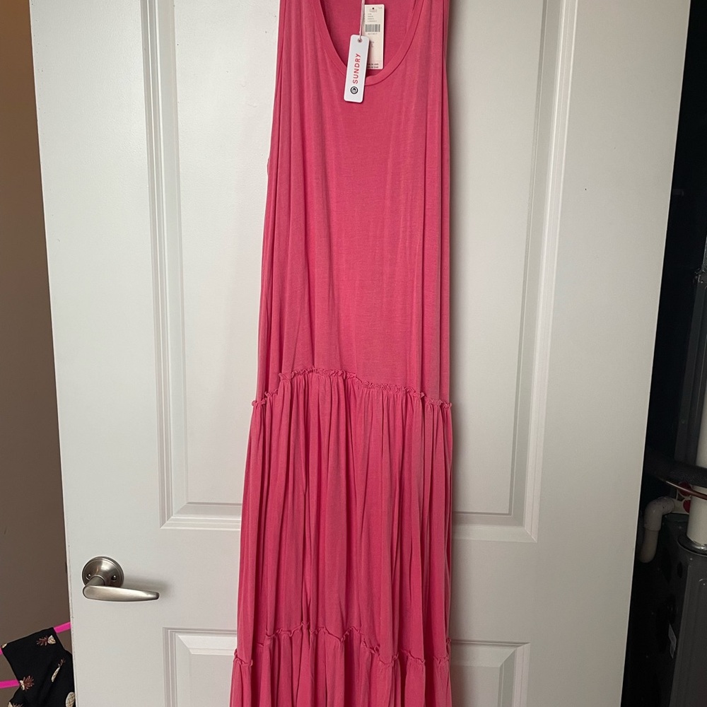NWT Sundry Drop Waist Tiered Midi Dress - Picture 2 of 7